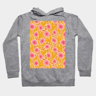 Wild colorful boho floral pattern in mustard yellow and pink Hoodie